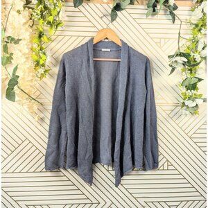 J Jill Pure Jill Linen Blend Open Front Draped Cardigan Slate Blue Size Small?